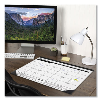 Ruled Desk Pad, 22 x 17, White Sheets, Black Binding, Black Corners, 12-Month (Jan to Dec): 2026