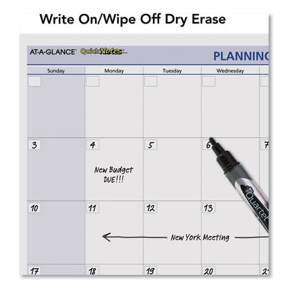 QuickNotes Mini Erasable Wall Planner, 16 x 12, White/Blue/Yellow Sheets, 12-Month (Jan to Dec): 2026