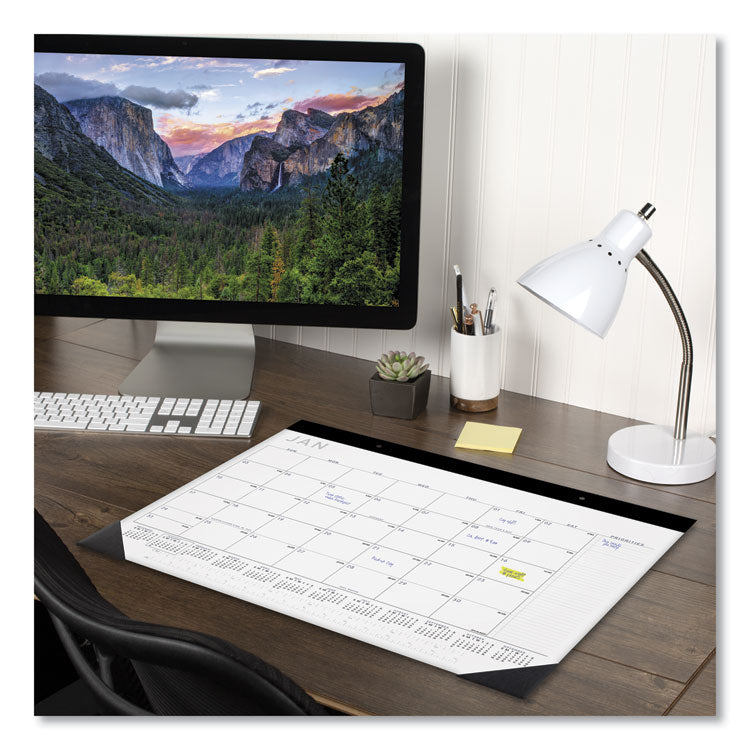 Contemporary Monthly Desk Pad, 22 x 17, White Sheets, Black Binding/Corners,12-Month (Jan to Dec): 2026