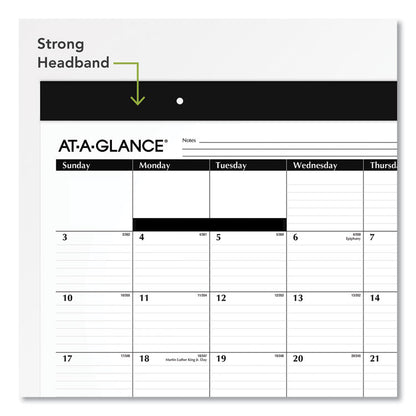 Monthly Refillable Desk Pad, 22 x 17, White Sheets, Black Binding, Black Corners, 12-Month (Jan to Dec): 2026