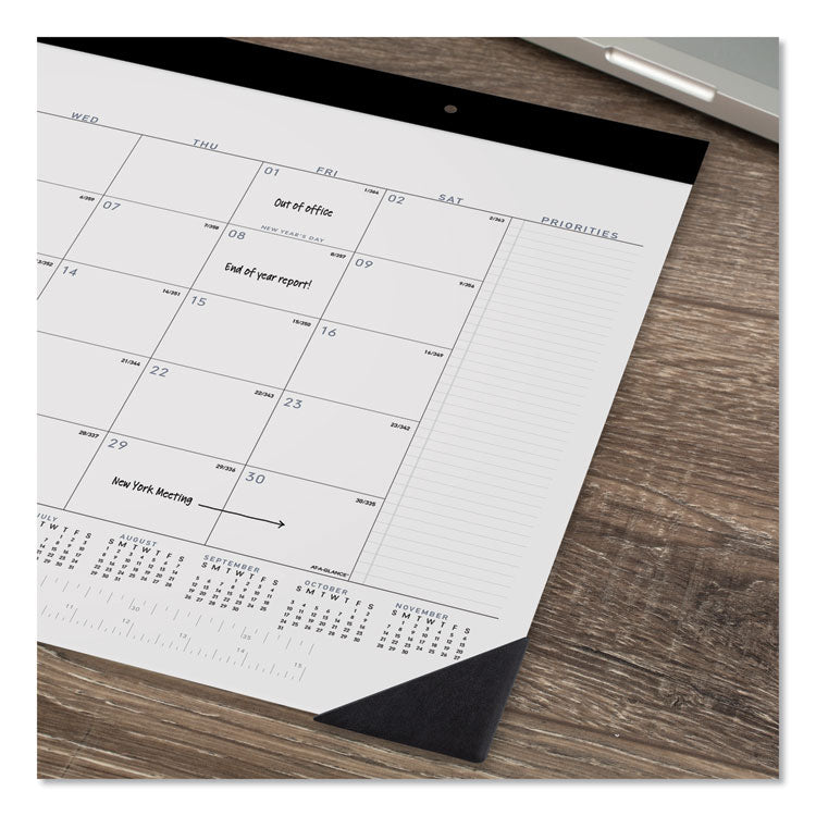 Contemporary Monthly Desk Pad, 22 x 17, White Sheets, Black Binding/Corners,12-Month (Jan to Dec): 2026