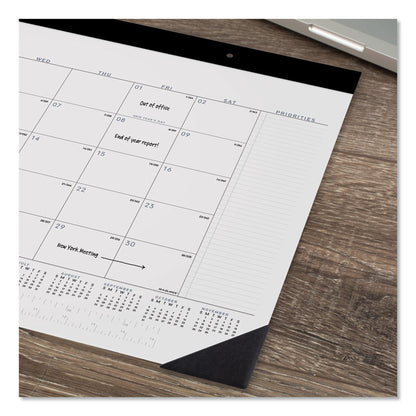 Contemporary Monthly Desk Pad, 22 x 17, White Sheets, Black Binding/Corners,12-Month (Jan to Dec): 2026