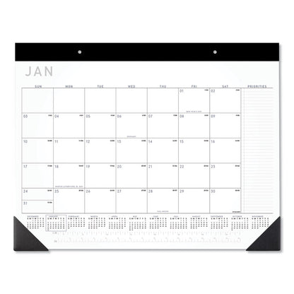 Contemporary Monthly Desk Pad, 22 x 17, White Sheets, Black Binding/Corners,12-Month (Jan to Dec): 2026