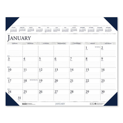 Executive Monthly Desk Pad Calendar, 24 x 19, White/Blue Sheets, Blue Corners, 12-Month (Jan to Dec): 2026