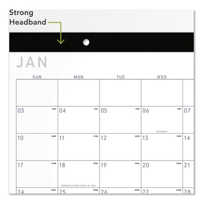 Contemporary Monthly Desk Pad, 18 x 11, White Sheets, Black Binding/Corners,12-Month (Jan to Dec): 2026