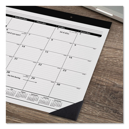 Monthly Refillable Desk Pad, 22 x 17, White Sheets, Black Binding, Black Corners, 12-Month (Jan to Dec): 2026