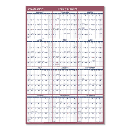 Vertical/Horizontal Wall Calendar, 24 x 36, White/Blue/Red Sheets, 12-Month (Jan to Dec): 2026