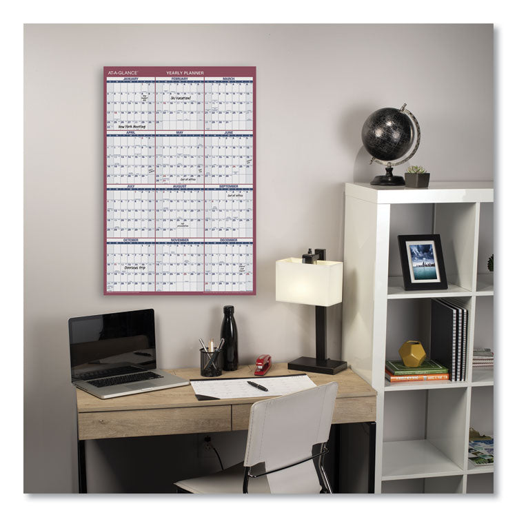 Vertical/Horizontal Wall Calendar, 24 x 36, White/Blue/Red Sheets, 12-Month (Jan to Dec): 2026