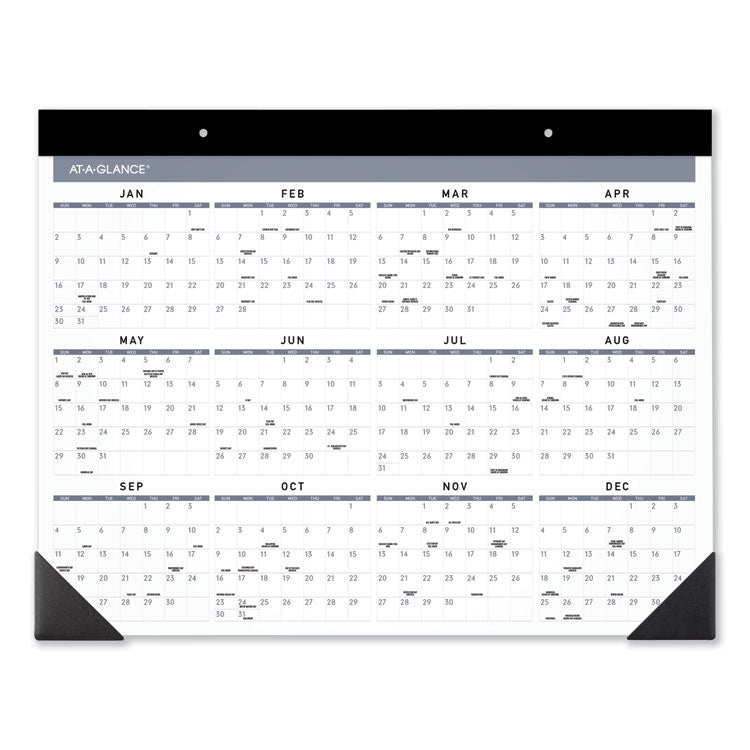Contemporary Monthly Desk Pad, 22 x 17, White Sheets, Black Binding/Corners,12-Month (Jan to Dec): 2026