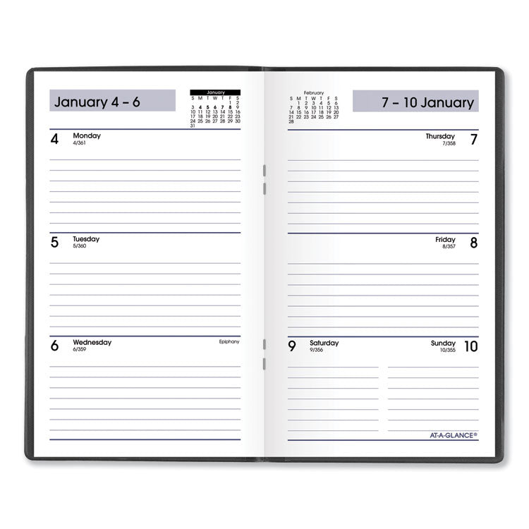 DayMinder Weekly Pocket Planner, 6 x 3.5, Black Cover, 12-Month (Jan to Dec): 2026