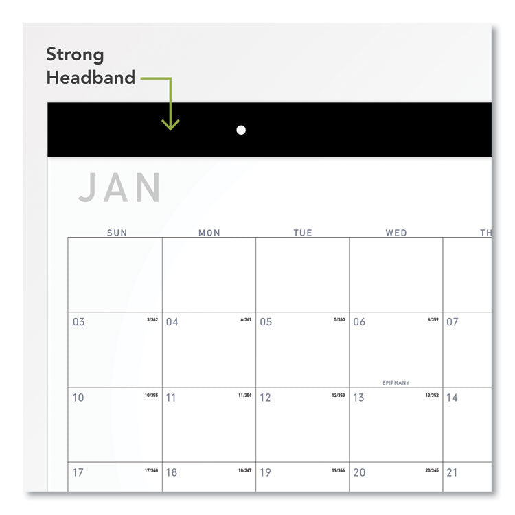 Contemporary Monthly Desk Pad, 22 x 17, White Sheets, Black Binding/Corners,12-Month (Jan to Dec): 2026