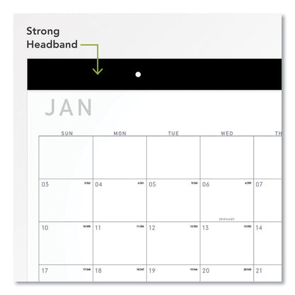 Contemporary Monthly Desk Pad, 22 x 17, White Sheets, Black Binding/Corners,12-Month (Jan to Dec): 2026