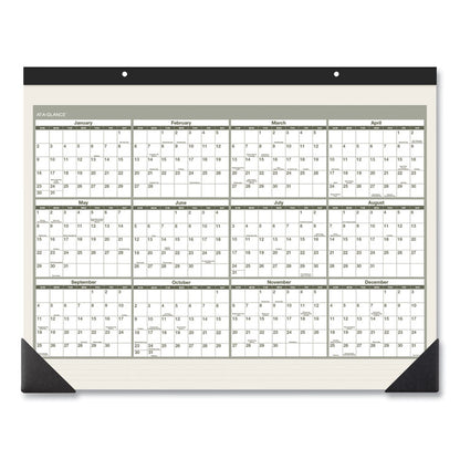 Recycled Monthly Desk Pad, 22 x 17, Sand/Green Sheets, Black Binding, Black Corners, 12-Month (Jan to Dec): 2026