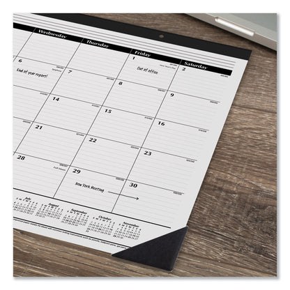 Ruled Desk Pad, 22 x 17, White Sheets, Black Binding, Black Corners, 12-Month (Jan to Dec): 2026