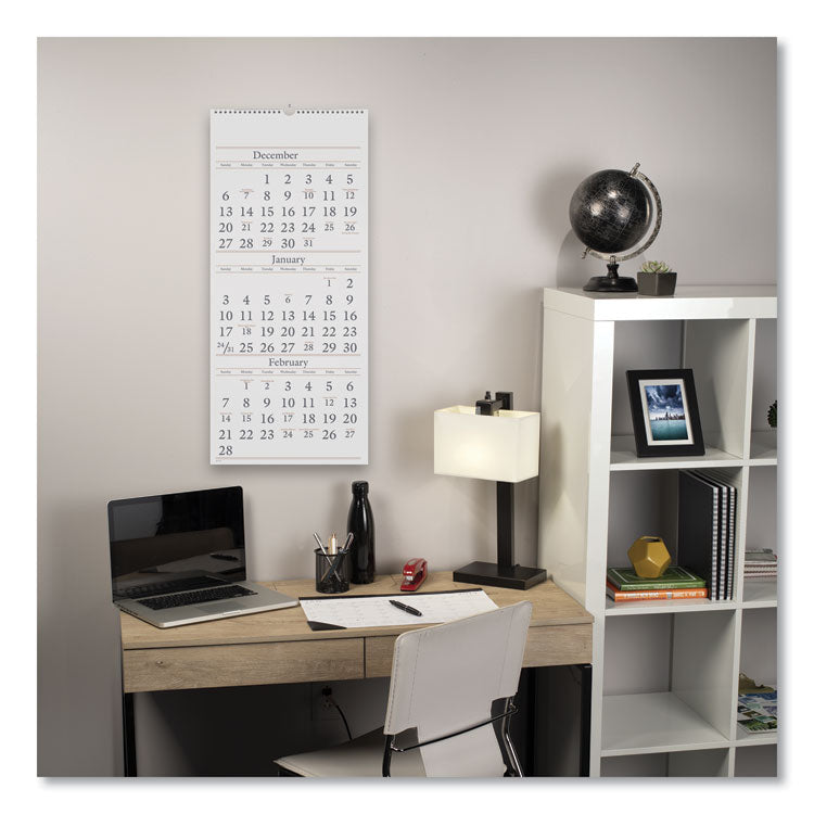 Three-Month Reference Wall Calendar, 12 x 27, White Sheets, 14-Month: Dec 2025 to Feb 2027
