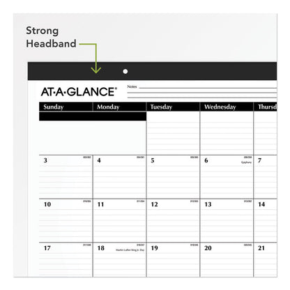 Ruled Desk Pad, 22 x 17, White Sheets, Black Binding, Black Corners, 12-Month (Jan to Dec): 2026