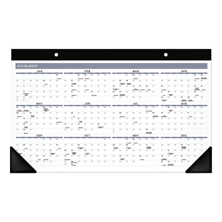 Contemporary Monthly Desk Pad, 18 x 11, White Sheets, Black Binding/Corners,12-Month (Jan to Dec): 2026