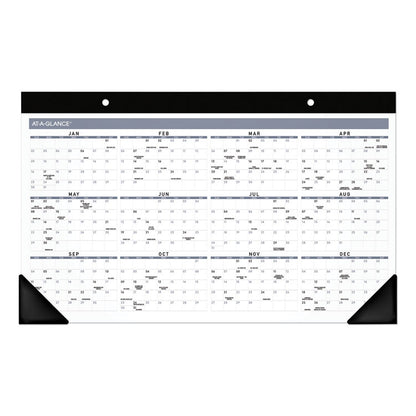 Contemporary Monthly Desk Pad, 18 x 11, White Sheets, Black Binding/Corners,12-Month (Jan to Dec): 2026