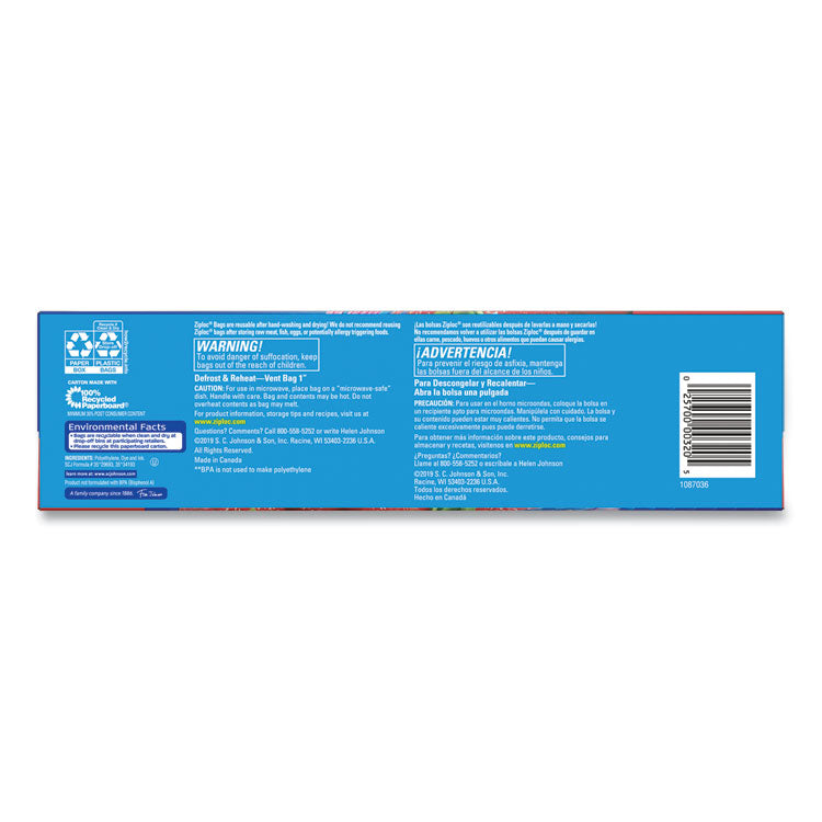 Double Zipper Storage Bags, Triple System Seal, Gallon, 1.75 mil, 10.56" x 10.75", Clear, 38 Bags/Box, 9 Boxes/Carton