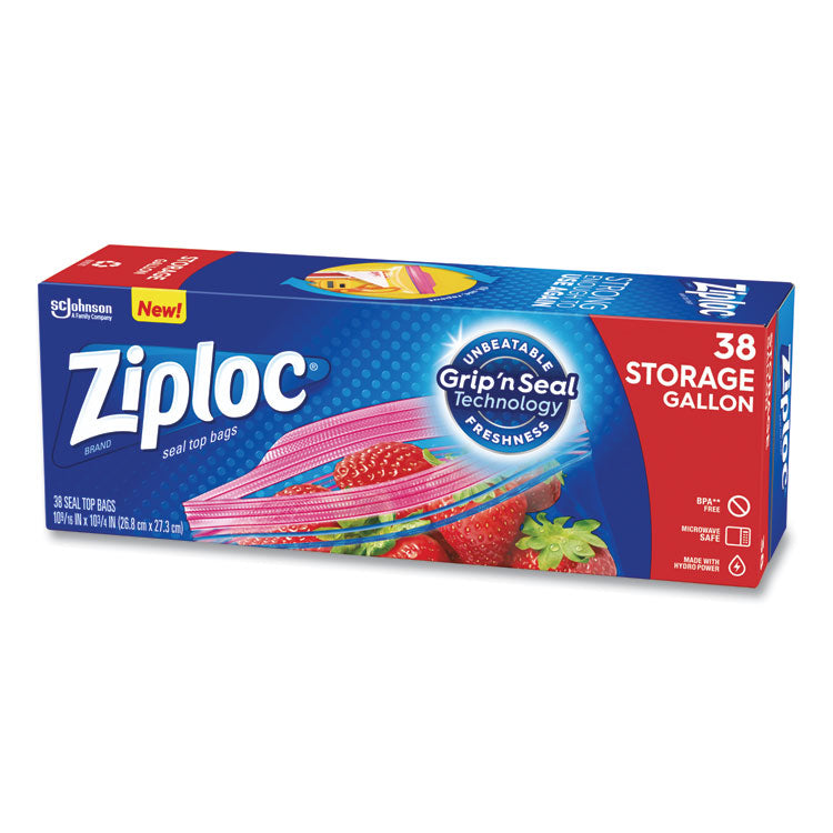 Double Zipper Storage Bags, Triple System Seal, Gallon, 1.75 mil, 10.56" x 10.75", Clear, 38 Bags/Box, 9 Boxes/Carton