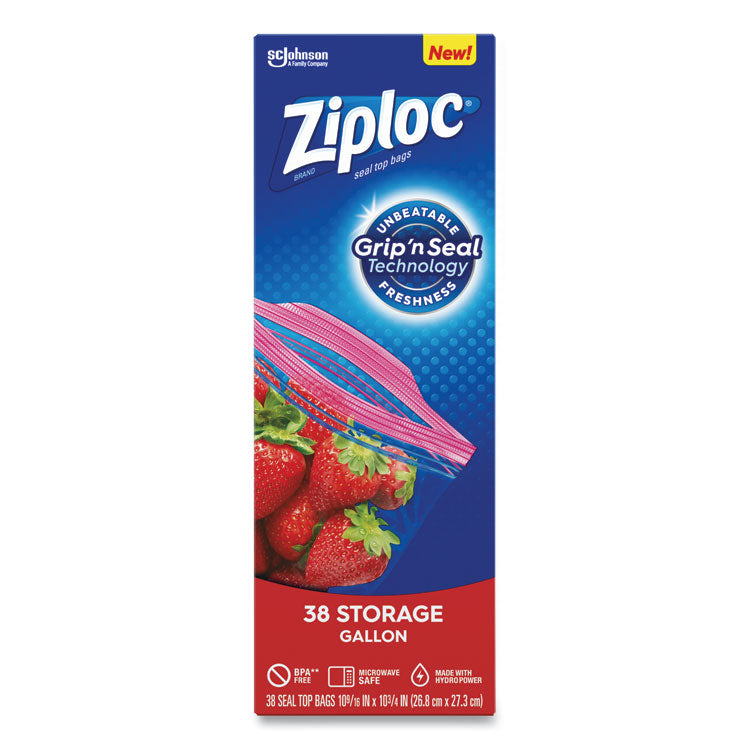 Double Zipper Storage Bags, Triple System Seal, Gallon, 1.75 mil, 10.56" x 10.75", Clear, 38 Bags/Box, 9 Boxes/Carton