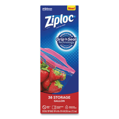 Double Zipper Storage Bags, Triple System Seal, Gallon, 1.75 mil, 10.56" x 10.75", Clear, 38/Box