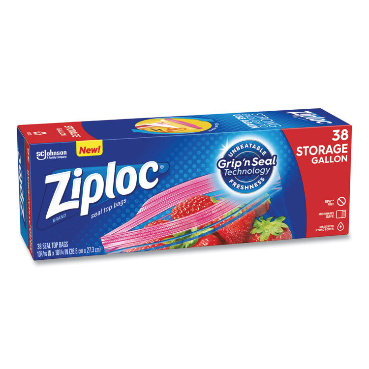 Double Zipper Storage Bags, Triple System Seal, Gallon, 1.75 mil, 10.56" x 10.75", Clear, 38 Bags/Box, 9 Boxes/Carton