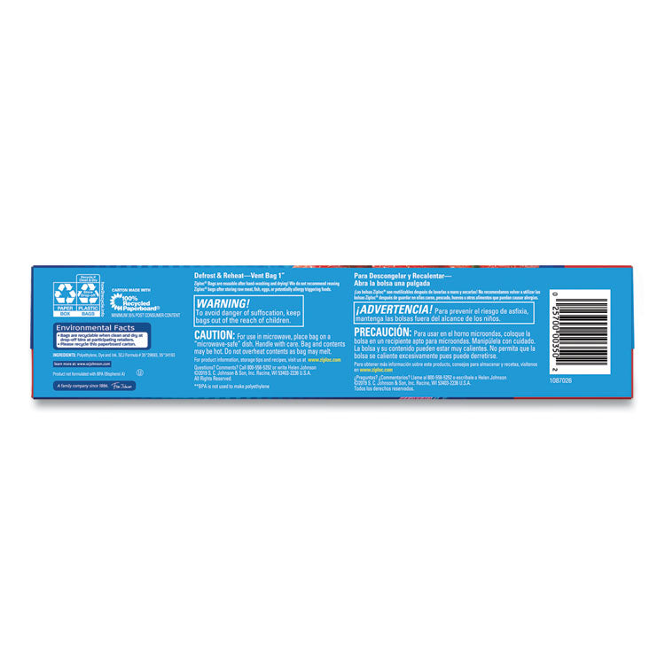 Double Zipper Storage Bags, Triple System Seal, Gallon, 1.75 mil, 9.6" x 12.1", Clear, 22 Bags/Box, 12 Boxes/Carton