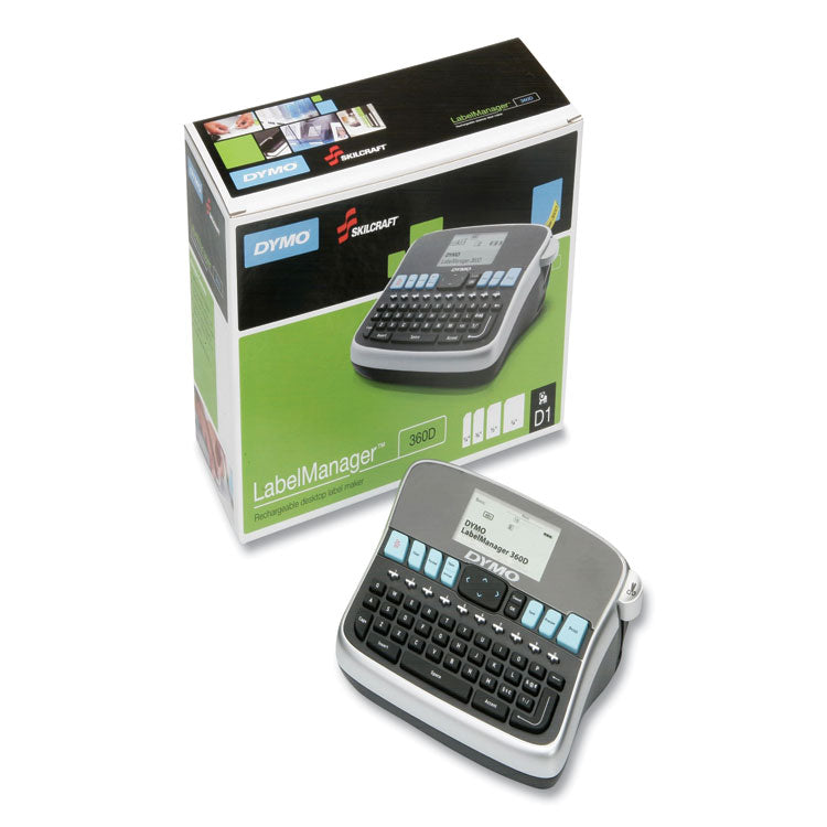 7490016576124, SKILCRAFT Dymo LabelManager 360D Desktop Label Maker Kit, 2 Lines, 2.8 x 7.76 x 5.91