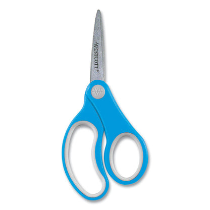 Soft Handle Kids Scissors, Pointed Tip, 5" Long, 1.75" Cut Length, Straight Assorted Color Handles, 12/Pack