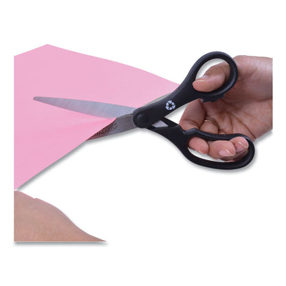 KleenEarth Basic Plastic Handle Scissors, 8" Long, 3.25" Cut Length, Straight Black Handle