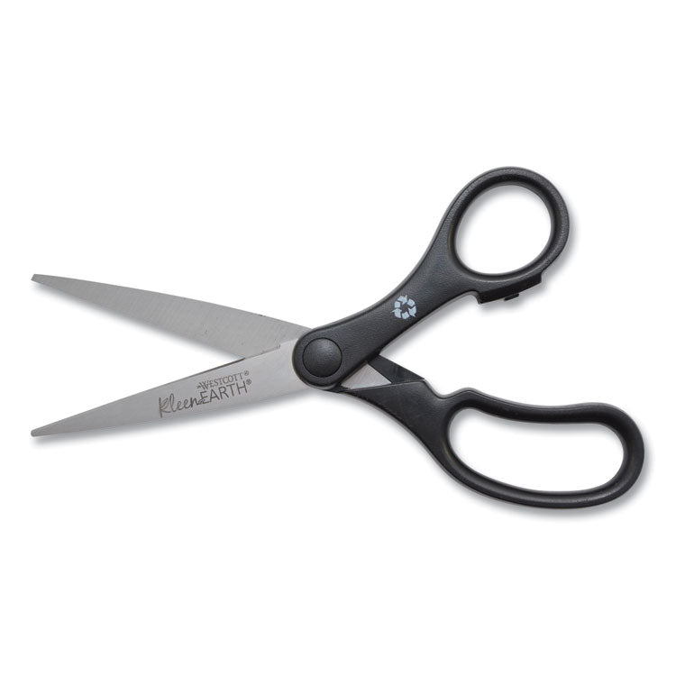 KleenEarth Basic Plastic Handle Scissors, 7" Long, 2.8" Cut Length, Straight Black Handle