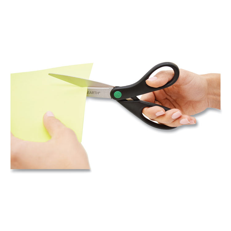 KleenEarth Scissors, 8" Long, 3.25" Cut Length, Straight Black Handle, 2/Pack