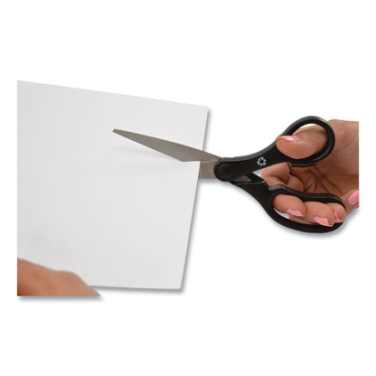 KleenEarth Basic Plastic Handle Scissors, 7" Long, 2.8" Cut Length, Straight Black Handle