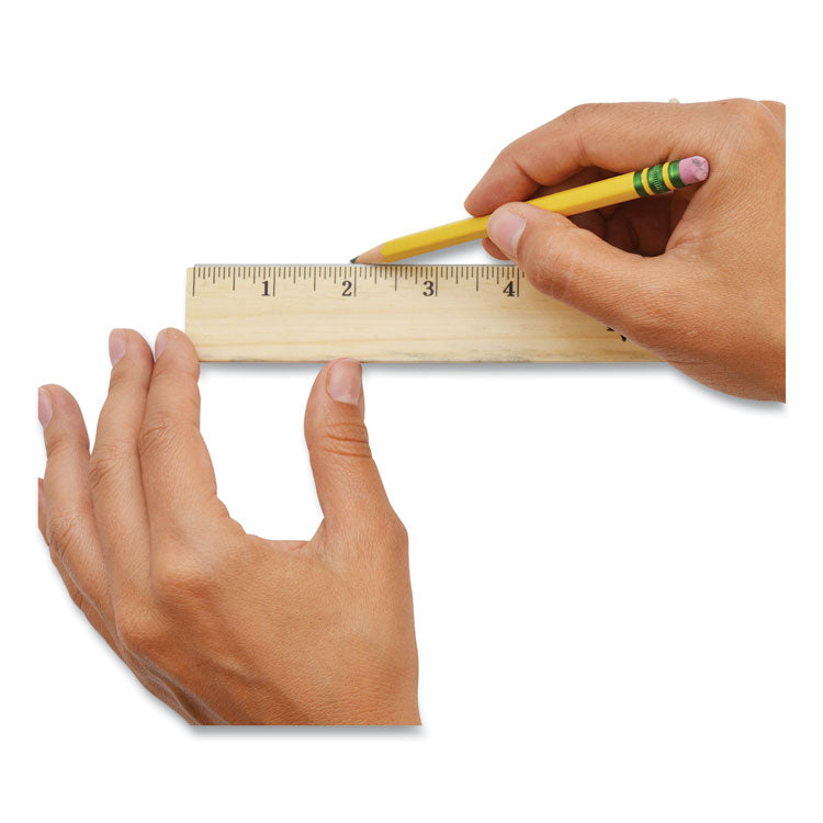Wood Ruler with Single Metal Edge, Standard, 12" Long