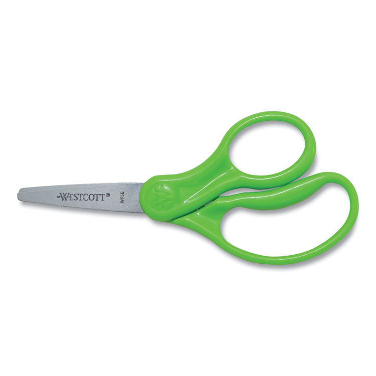 For Kids Scissors, Pointed Tip, 5" Long, 1.75" Cut Length, Straight Handle, Randomly Assorted Handle Color