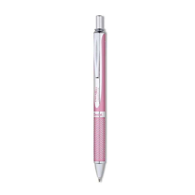 EnerGel Alloy RT Gel Pens, Retractable, Medium 0.7mm, Black Ink, Pink Barrel