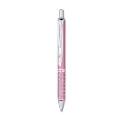 EnerGel Alloy RT Gel Pens, Retractable, Medium 0.7mm, Black Ink, Pink Barrel