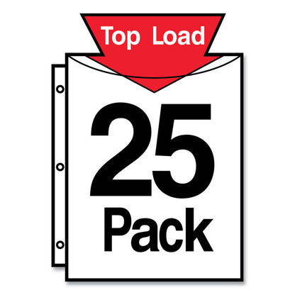 Secure Top Super Heavyweight Diamond Clear Sheet Protector, Side: 3-Hole Punched, Top Load 8.5 x 11 Insert, Clear, 25/Pack