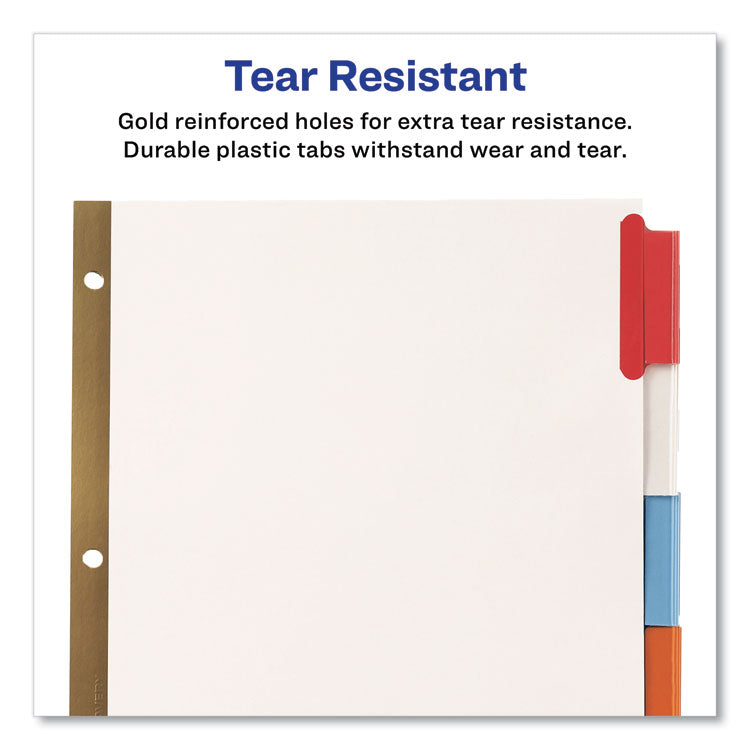 Insertable Big Tab Dividers, 5-Tab, Double-Sided Gold Edge Reinforcing, 11 x 8.5, White, Assorted Tabs, 1 Set