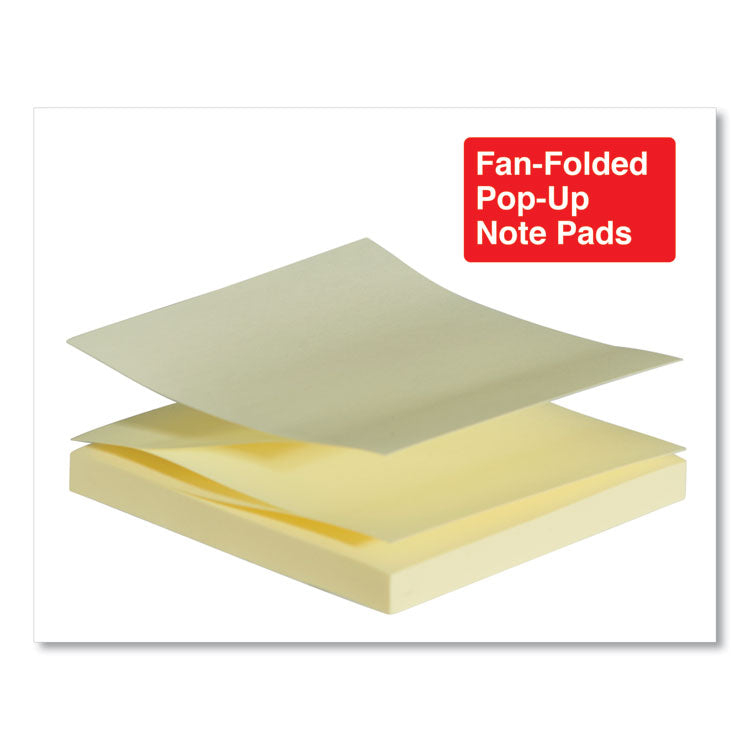 Fan-Folded Self-Stick Pop-Up Note Pads, 3" x 3", Assorted Pastel Colors, 100 Sheets/Pad, 12 Pads/Pack