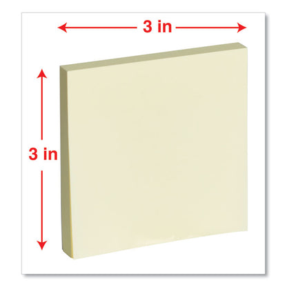 Self-Stick Note Pad Cabinet Pack, 3" x 3", Yellow, 90 Sheets/Pad, 24 Pads/Pack