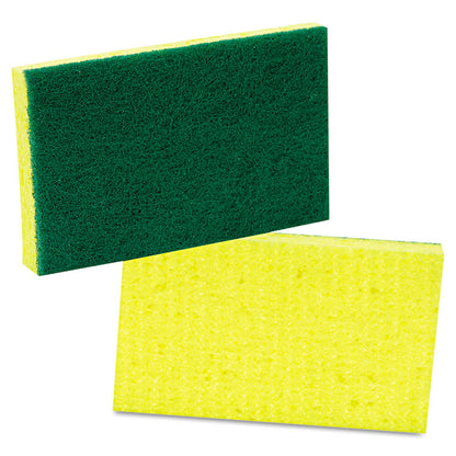 Medium-Duty Scrubbing Sponge 74, 3.6 x 6.1, 0.7" Thick, Yellow/Green, 10/Pack