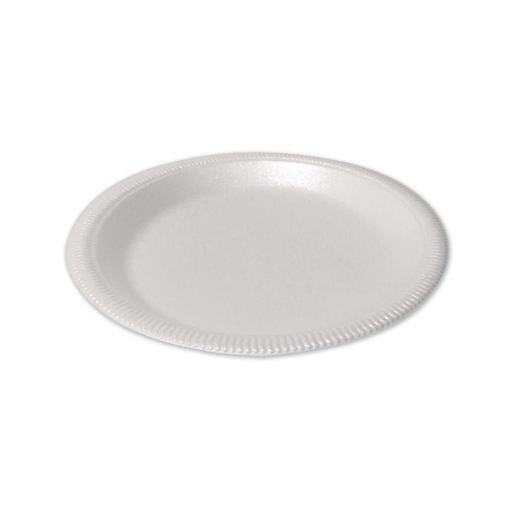 Foam Dinnerware, Plate, 9" dia, Poly Bag, White, 125/Sleeve, 4 Sleeves/Pack