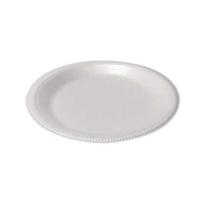 Foam Dinnerware, Plate, 9" dia, Poly Bag, White, 125/Sleeve, 4 Sleeves/Pack
