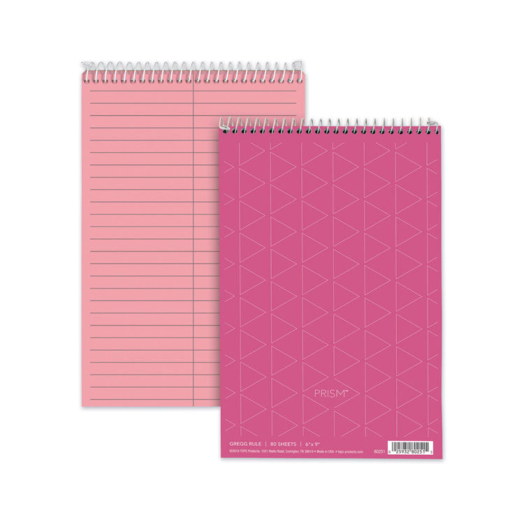 Prism Steno Pads, Pink Cover, Gregg Rule, (80) Pink 6 x 9 Sheets, 4/Pack