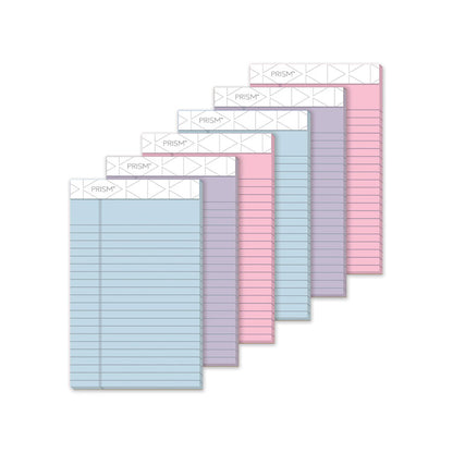 Prism + Colored Writing Pads, Narrow Rule, (50) Assorted Pastel Color 5 x 8 Sheets, 6/Pack