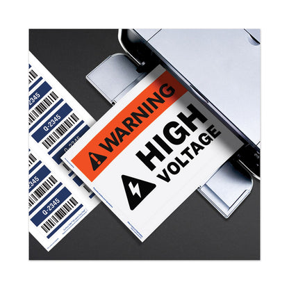 Surface Safe Removable Label Safety Signs, Inkjet/Laser Printers, 3.5 x 5, White, 4/Sheet, 15 Sheets/Pack