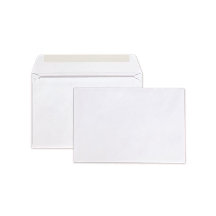 Open-Side Booklet Envelope, #6 1/2, Hub Flap, Gummed Closure, 6 x 9, White, 100/Box