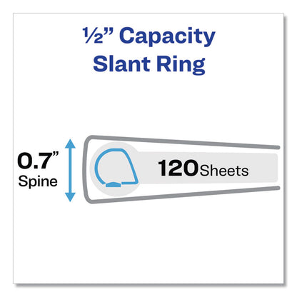 Heavy-Duty View Binder with DuraHinge and One Touch Slant Rings, 3 Rings, 0.5" Capacity, 11 x 8.5, White